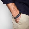 FYNSBLE Black Cross Bracelet for Men, Lapis Lazuli Beaded Leather