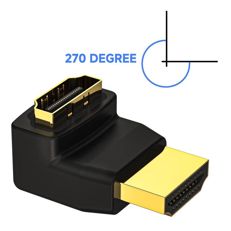 VCE HDMI 90 and 270 Degree Adapter 2-Pack, Right Angle