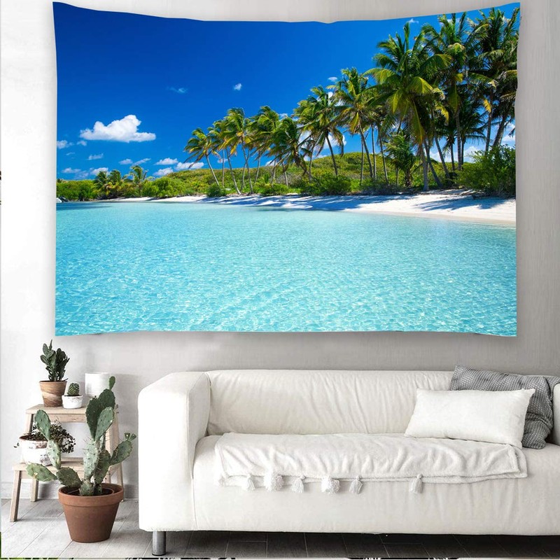 YISURE Ocean Tapestry Wall Hanging Sea Beach 108 x 80