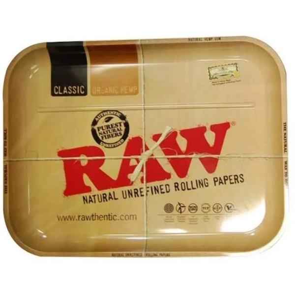 Raw Metal Rolling Tray Large 14 x 11 Inch
