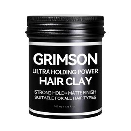 GRIMSON Arcilla Capilar Para Hombres - Fijación Fuerte, Acabado Mate, Ideal Para Todo Tipo De Cabello Y Estilos, Fácil De Enjuagar, Mejora La Textura Y El Grosor, Fácil De Aplicar (100 G / 3,5 Oz)