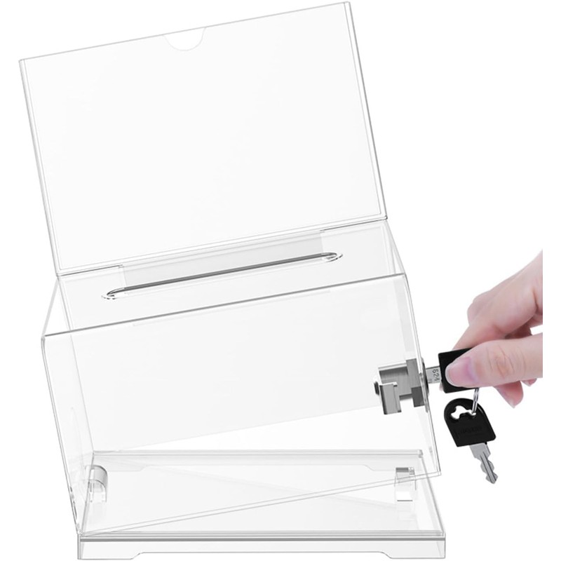 SVUPUE Acrylic Donation Box, Lockable Donation Box, Transparent Ballot Box