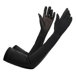TINAYAUE Women's Long Summer Gloves Breathable Driving Gloves Non-Slip Arm Sleeve UV Protection Touchscreen Gloves Soft Sports Arm Warmers Lightweight Full Finger Gloves for Outdoor Sports, black,