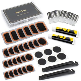 Dexnoca Bike Tire Repair Kit, Bycicle Inner Tube Puncture Patch Kits, Vulcanizing Patches,Glueless Patchs,Lever for Motorcycle BMX Cycling MTB Road Mountain Bicycle A9
