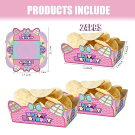 24Pcs Cartoon Dollhouse Food Tray Party Favors Paper Food Serving Tray Birthday Party Supplies Doll Theme Cartoon Paper Trays for Birthday Decorations