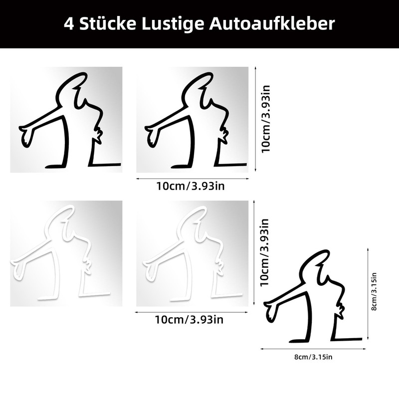 YDUNARISE 4 Pieces Funny Car Stickers, Reflective Stickers for Cars,