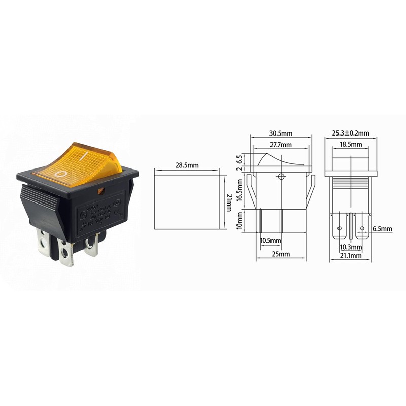 Rocker Switch, Device Switch, Rocker Switch, 4-Pole, 16 A, 250