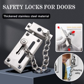 Door Chain Lock Locks Bolt Latch Guard Double Safety Security for Inside Front Doors, 1 Pack