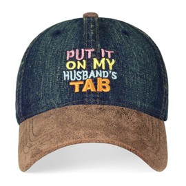 Put It on My Husband's Tab Baseball Cap Embroidered hat Funny Trucker Hats Vintage Truck Blue