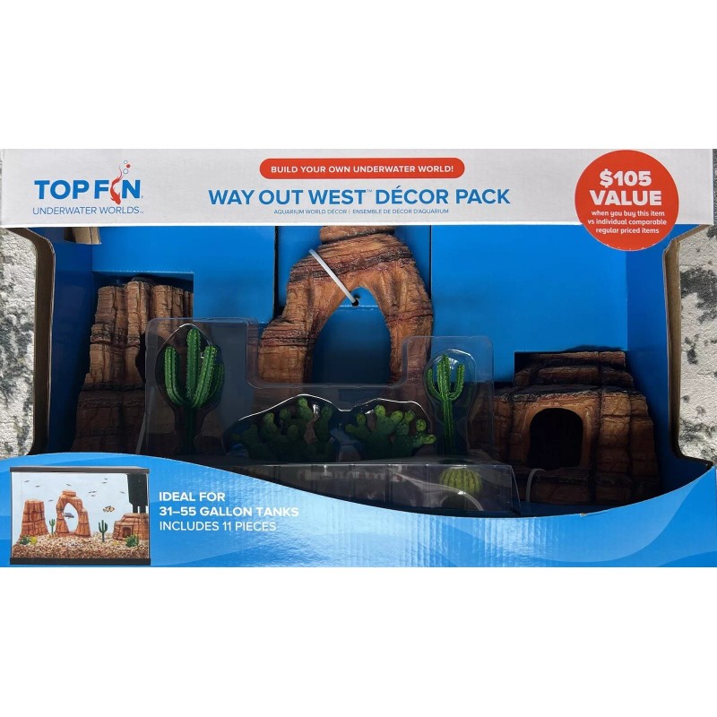 Top Fin Way Out West Aquarium Decor Pack Fish Tank