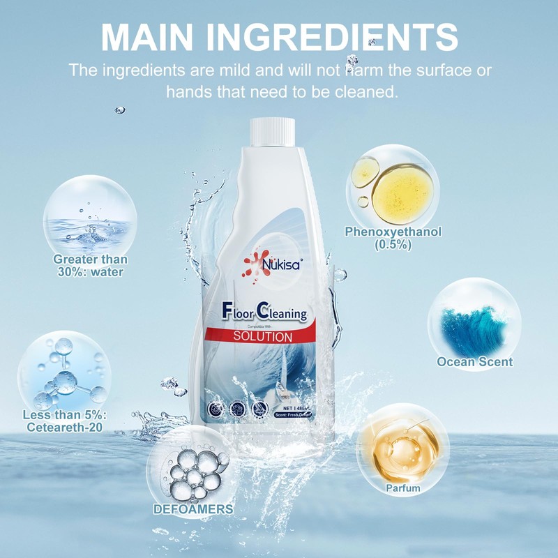 Nukisa Fresh Ocean Scent Floor Cleaning Solution Compatible With Roborock