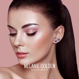 Tiny Birthstone Gemstone Post Stud Earrings in Sterling Silver | Multiple Color Choices & Sizes | Birthday Earrings for Women (6mm, June | Purple Alexandrite)