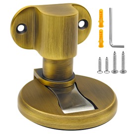 ANMILIY Brass Magnetic Doorstop - Adjustable for Bedroom, Living Room, Bathroom - Hold Open and Anti-Crash (Brushed Bronze)