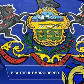 FLAGPARK Pennsylvania State Flag 3x5 Ft, Deluxe Embroidered Heavy Duty Nylon Durable PI Outside Flags, Indoor/Outdoor, Sewn Stripes and Brass Grommets