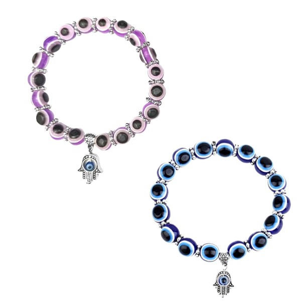 Evil Eye Bead Bracelets Hamsa Beaded Charm Stretch Bracelet Hand