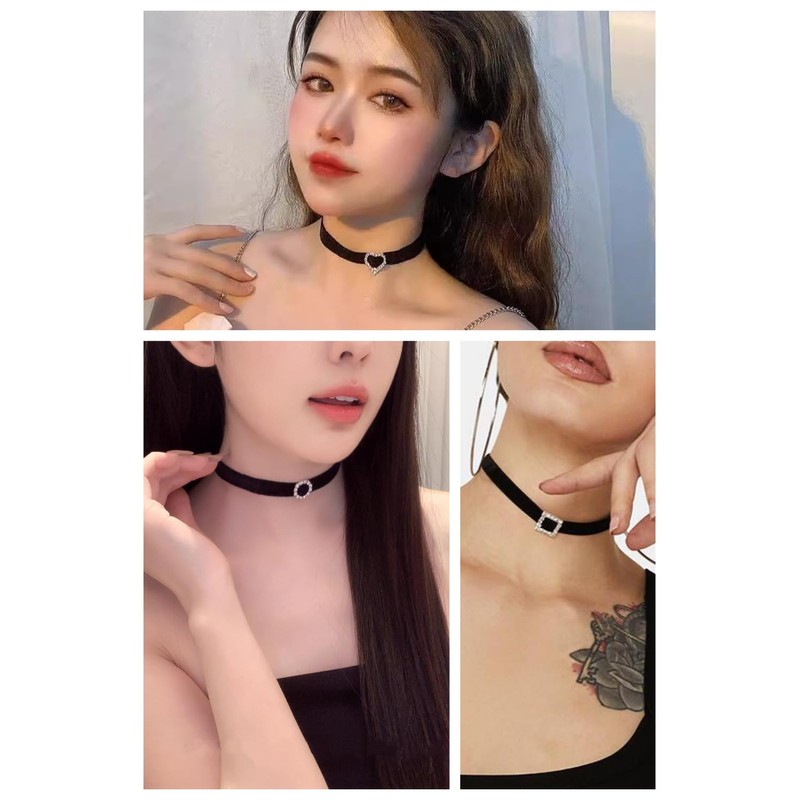 [YFFSFDC] チョーカー ネックレス黒 3点セット シンプルおしゃれ メンズ レディース choker 首輪 アクセサリー