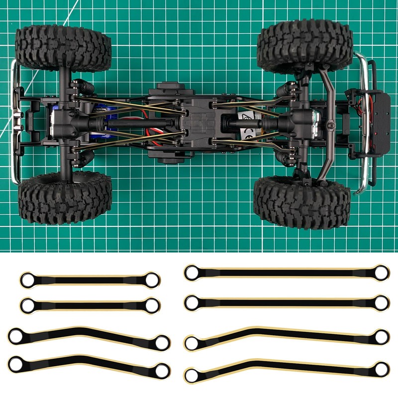 JGGZONE 8PCS TRX4M Brass High Clearance Chassis Links Set Black