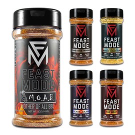 Feast Mode Flavors | Picante Pack | 5 count | 5oz seasonings | meal prep seasoning, low sodium, no msg, gluten free, low calorie, no artificial fillers, healthy flavoring, spicy, hot, flavorful, piquant, chipotle, habanero, ghost pepper, cajun, pepper, paprika, chili-powder, cayenne, red pepper