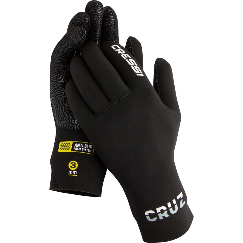 Cressi Cruz Gloves 3mm - Neoprene Diving Gloves Black 3mm