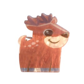 Funny Cartoon Sika Hair Clip,Acrylic Hair Clip,Small Claw Clip for Women,Brown, 1 Count (Pack of 1)