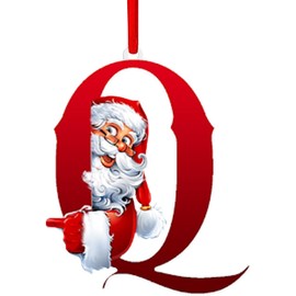 Christmas Decorations Hanging Tree Ornaments - Merry Chrismas Letter Santa Claus Ornament Monogram Ornaments Alphabet Christmas Ornaments Hanging Name Word Red Santa Xmas Tree Ornament (Q)