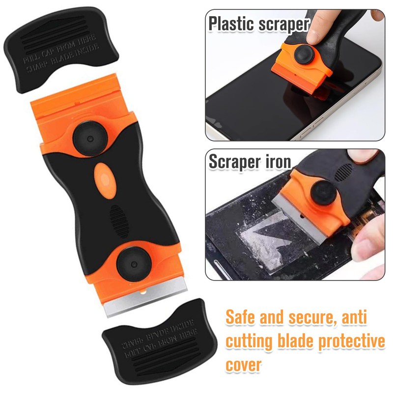 2Pcs Multi-Surface Scraper Tool, Glass Scraper,Double Edged Non Scratch Cleaning