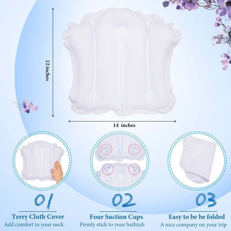 Jetec Inflatable Bath Pillow for Tub Non Slip Bathtub Pillow