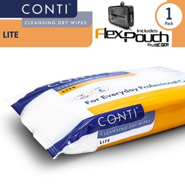 RE-GEN FlexPouch Dry Wipe Dispenser & Conti Lite 30x28cm Patient Cleansing Wipes, Single Pack | Professional Personal Care Wipes | Ideal for Care Homes, Hospitals & Home Care | Adult Incontenance Aid