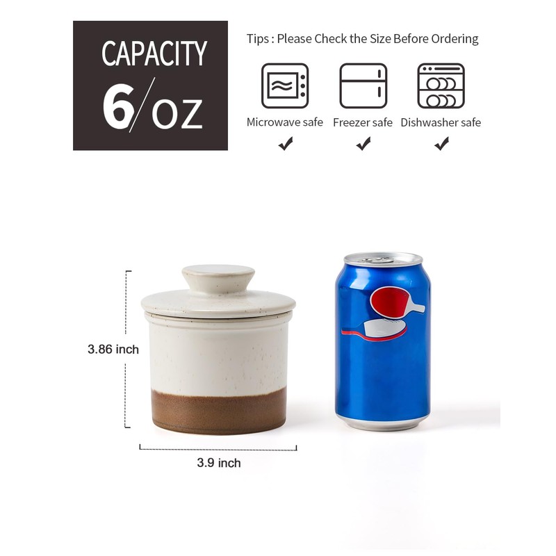 XELA Ceramic Butter Crock, The Original Reactive Two-Colour Glaze, Butter