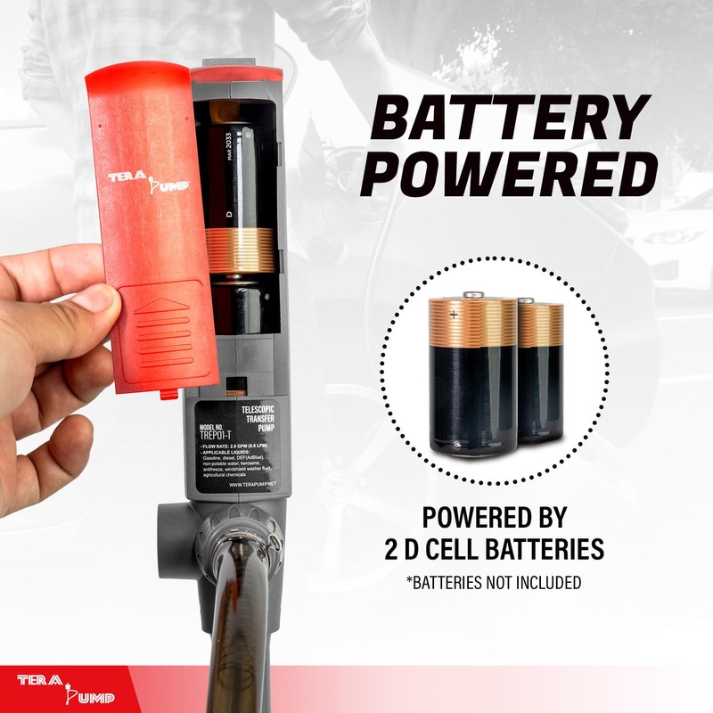 TERA PUMP Battery Operated Fuel Transfer Pump - Telescopic Intake