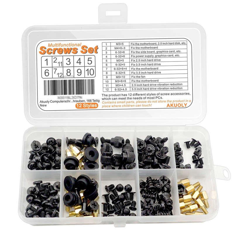 Akuoly Computer Screws Desktop Screw Set Standoffs for PC Mounting