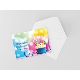 Burg Street Creations German Birthday Card - Herzlichen Glückwunsch zum Geburtstag (Cupcake with Candles) 7W x 5H