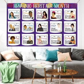Nepnuser Hispanic Heritage Month Photo Booth Backdrop Famous Spanish Speaking People Decoration School Classroom Bulletin Board Indoor Outdoor Wall Decor-5.9×3.6ft
