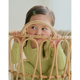 moimoln Solid Ribbed Long Sleeve Unisex Baby Toddler Snug Fit Pajamas with Viscose Made from Bamboo Cotton, Lime 2T