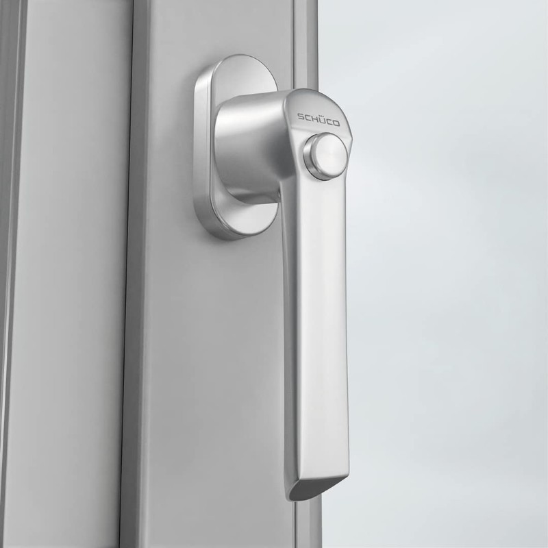 SCHÜCO Window handle with push button in silver, window handle