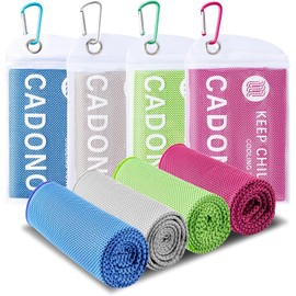 CADONO - Paquete de 4 toallas de enfriamiento (101.6 x 30.5 cm), toalla fría suave transpirable, toalla de hielo, toalla de microfibra para yoga, deportes, correr, entrenamiento, gimnasio, camping