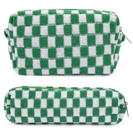 SOIDRAM Checkered Makeup Bag and Brush Storage Bag - Large Capacity Cosmetic Bag and Travel Toiletry Organizer