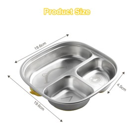 KINGHON Stainless Steel Plate Baby, Children's Plate with Suction Cup, BPA-Free Non-Slip Baby Tray, Baby Plate, Dishwasher Safe for Home Nursery School