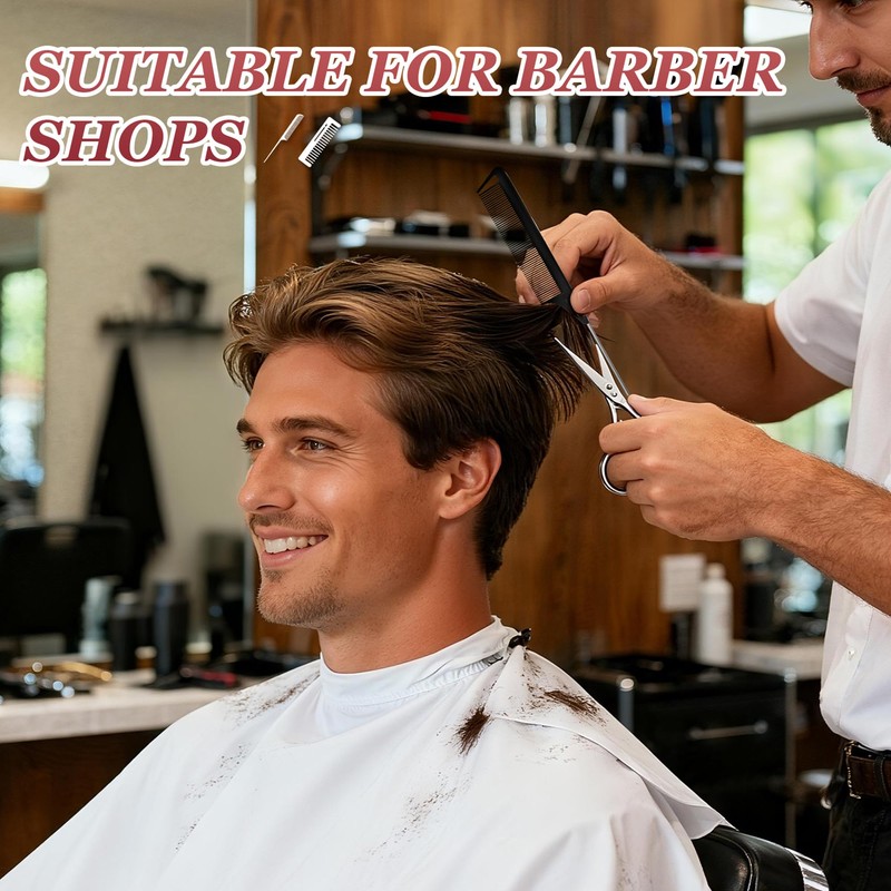 Professional Black Carbon Fiber Barber Combs，Fine and Wide Tooth Teasing