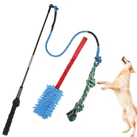 BINGPET Flirt Pole for Dogs,Interactive Dog Toys for Large Medium Small Dogs Chase and Tug of War,Durable Dog Teaser Wand Flirt Pole with Lure Chew Rope Toys for Outdoor Exercise & Training