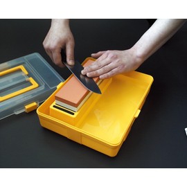 Transport Case and Storage Case with Holder for Sharpening Stones and Water Tank Suehiro Storage Box and Storage for 2 to 3 Stones - Made in Japan