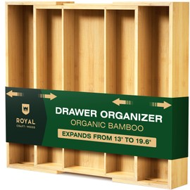 ROYAL CRAFT WOOD Bamboo Kitchen Drawer Organizer - Utensil Drawer Organizer