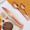 45-Piece Silverware Set with Serving Utensils Set, Rose Gold Hammered