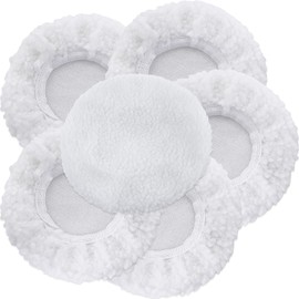 OTUAYAUTO 5 Inch to 6 Inch Polishing Bonnets - Woolen Car Buffing Bonnet, Orbital Buffer Bonnet for Most Automotive Polishers, 6PCS, White