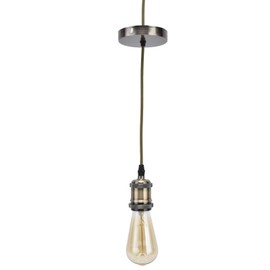 Portalámparas, E27/E26 Portalámparas con Cable Portalámparas de Luz Colgante Vintage Portalámparas Colgante de Tela Tejida Industrial para Dormitorio Enchufe de la UE 100‑240V(pátina verde)