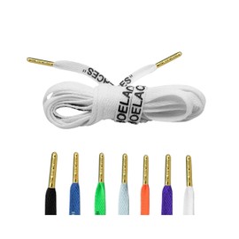 Loop King Laces Pair of Gold Lace Shoelaces, White/Opulent Garden