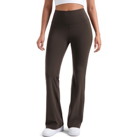 Colorfulkoala Women's Dreamlux Workout Flare Leggings High Waisted Wide Leg Bootcut Yoga Pants 31.5" Inseam (M, Espresso)