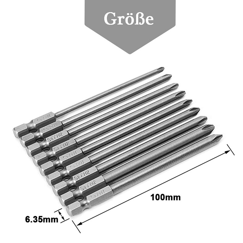 Mesee 9 Pieces Phillips Screwdriver Bits Set, 1/4 Inch S2