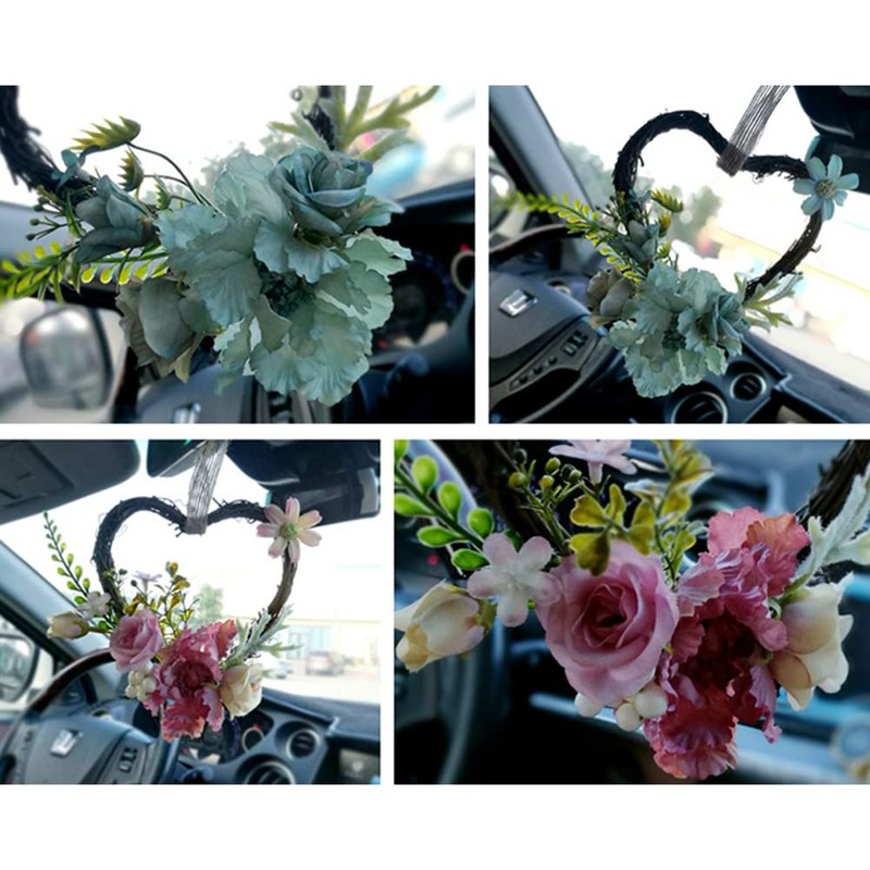 Uposao Wicker Heart Wreath, Artificial Wreaths DIY Heart Wicker Wreath