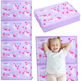 Shellwei Toddler Vinyl Nap Mat 52 x 20 x 1'' Sleeping Folding Rest Mat Kids Mat for Boys Girls Baby Daycare Preschool Classroom Home Travel(Unicorn)